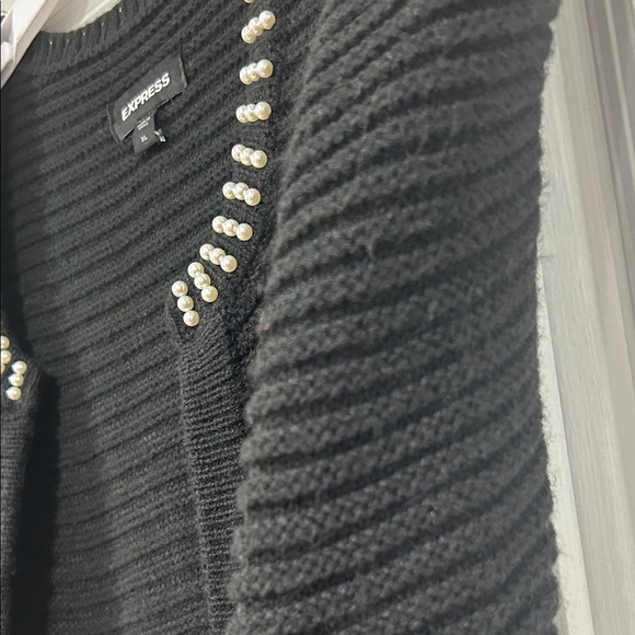 Express Black Chunky Knit Pearl Sweater - Picture 4 of 4